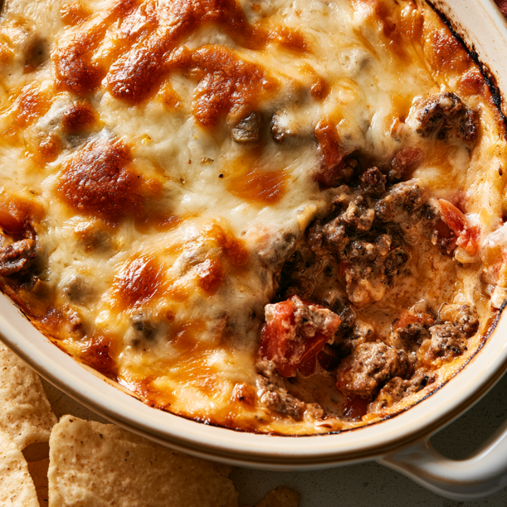 5. Oven-Baked Rotel Dip with Ground Beef