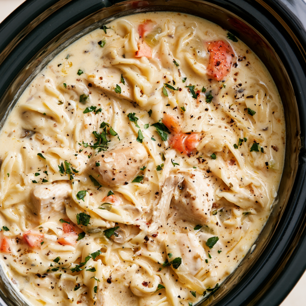 6. Crockpot Creamy Chicken Noodle Soup