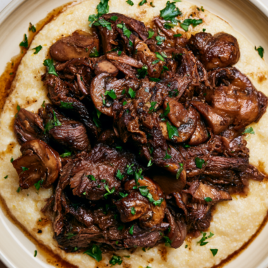 8. Crockpot Balsamic Beef and Mushrooms