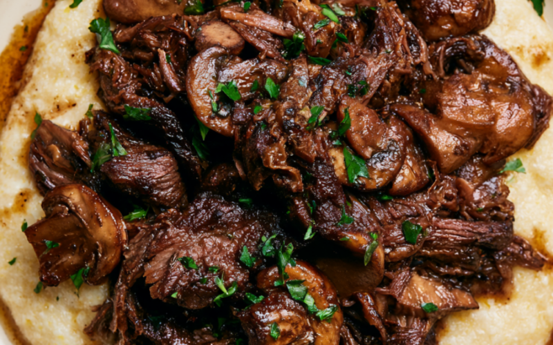 8. Crockpot Balsamic Beef and Mushrooms