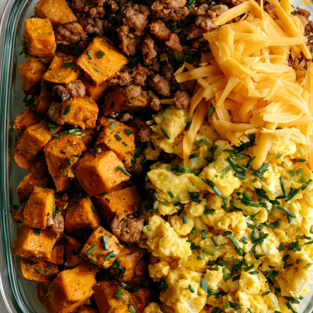 10. Breakfast Sausage and Egg Sweet Potato Bowls