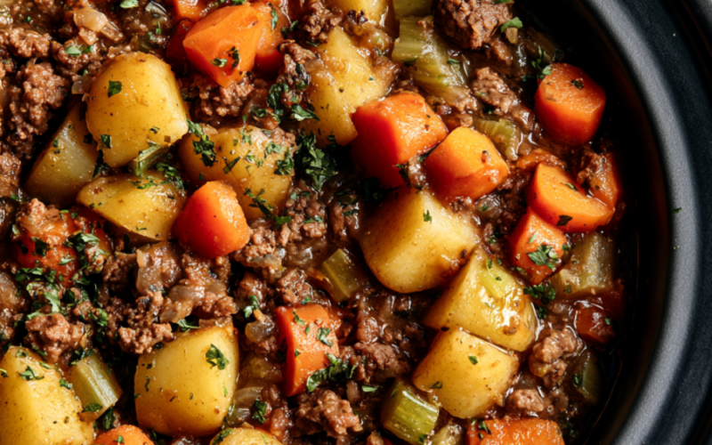 Crockpot Poor Man’s Stew (Hamburger Stew)-ground beed crockpot recipes