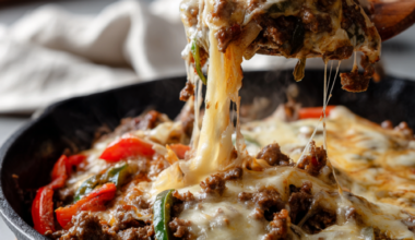 Ground Beef Philly Cheesesteak Skillet