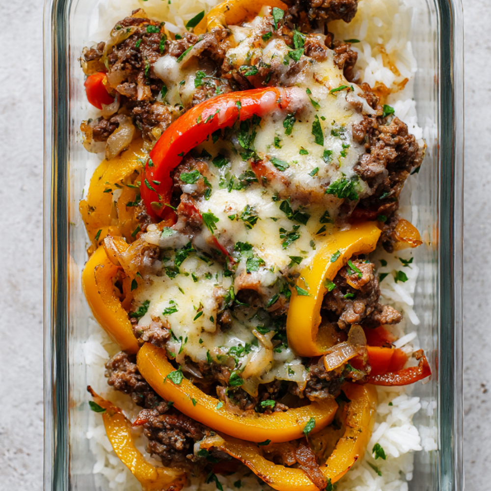 Ground Beef Philly Cheesesteak Skillet-meal prep