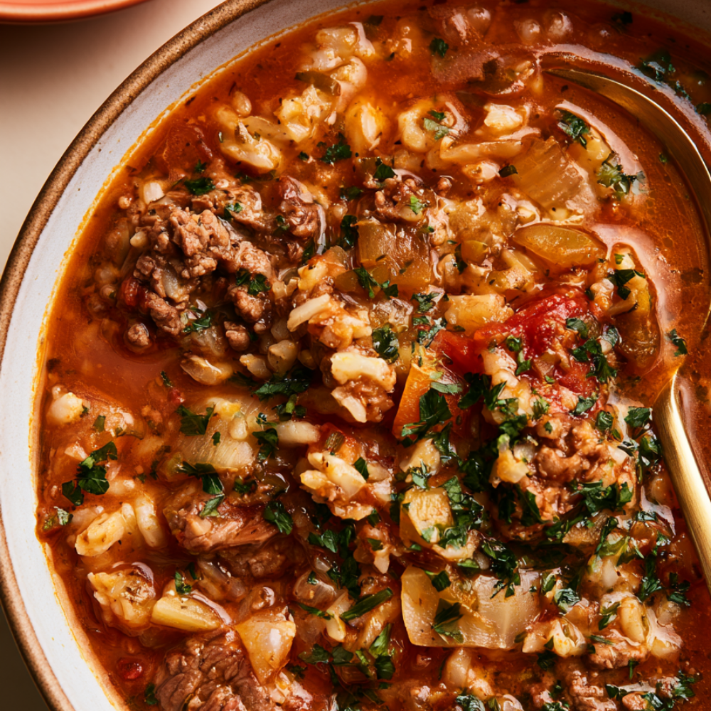 Ground Beef and Rice Soup