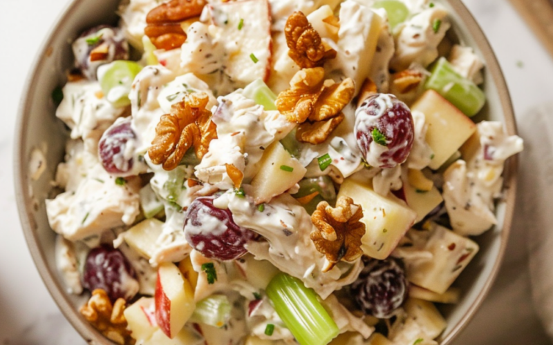 High-Protein Waldorf Salad with Chicken (Easy Fall Recipe)
