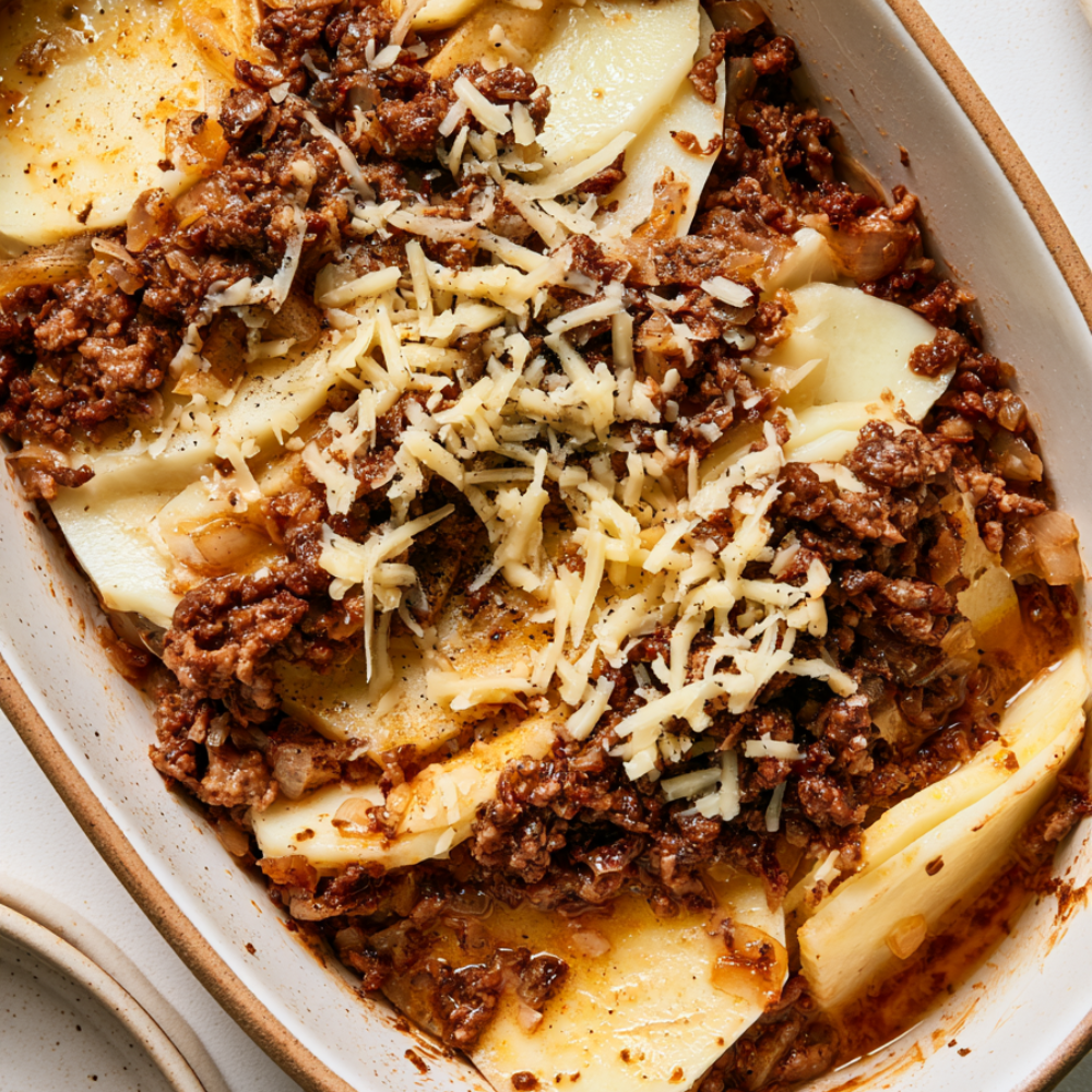 Hobo Casserole with Ground Beef before baking