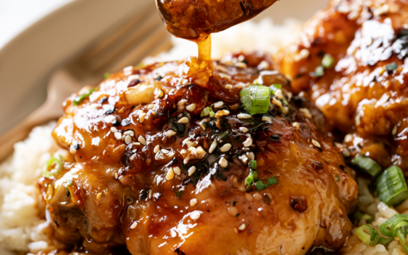 Honey Garlic Crockpot Chicken Thighs