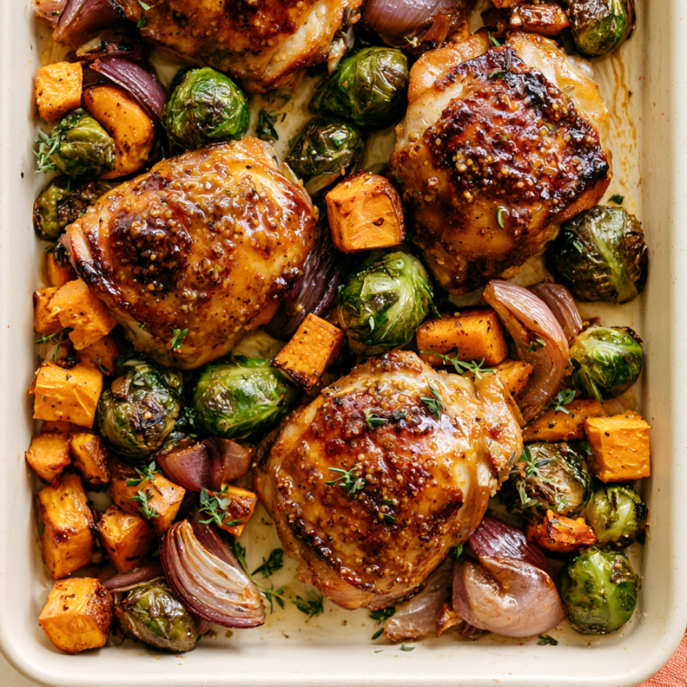 Honey Mustard Chicken with Roasted Fall Vegetables