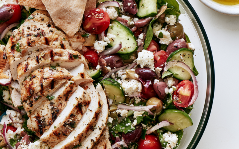 Mediterranean Greek Salad with Grilled Chicken