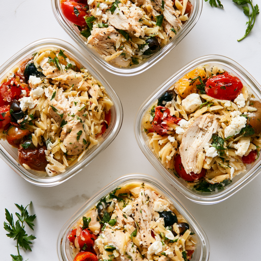 Orzo Salad with Chicken and Feta meal prep