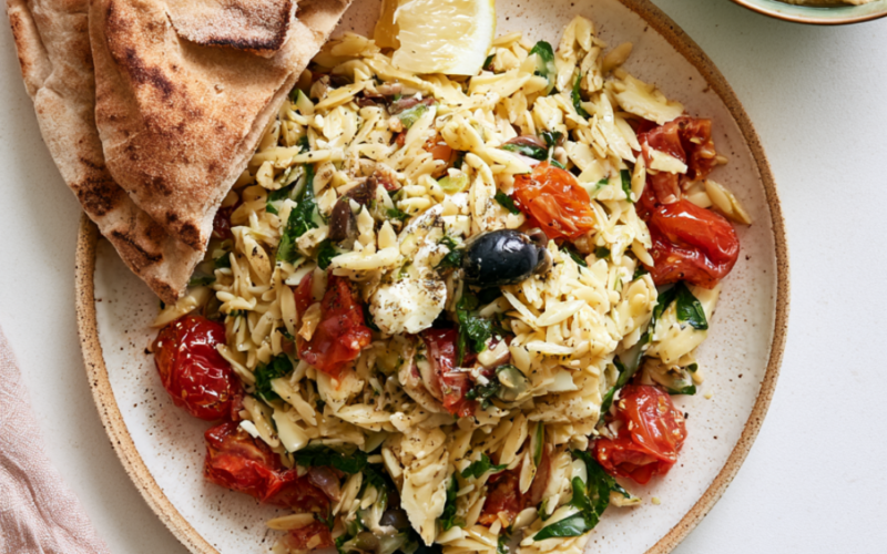 Orzo Salad with Chicken and Feta -serving