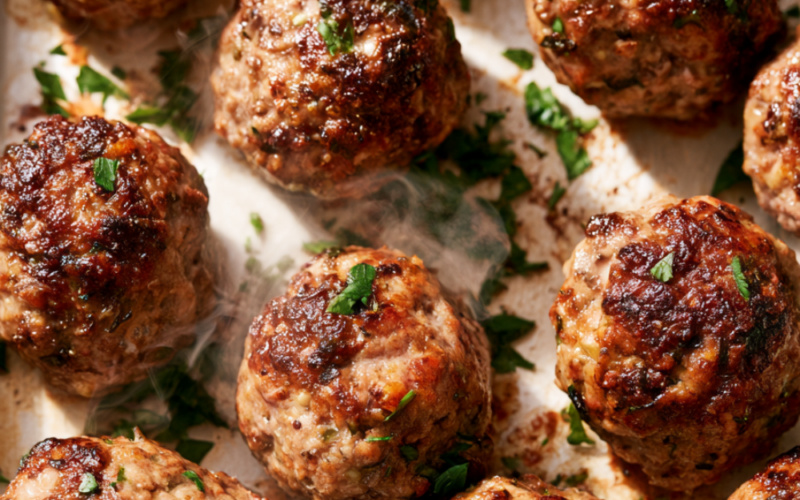 Oven Baked Ground Beef Meatballs