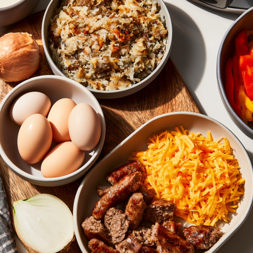 Overnight Crockpot Breakfast Casserole -ingredients