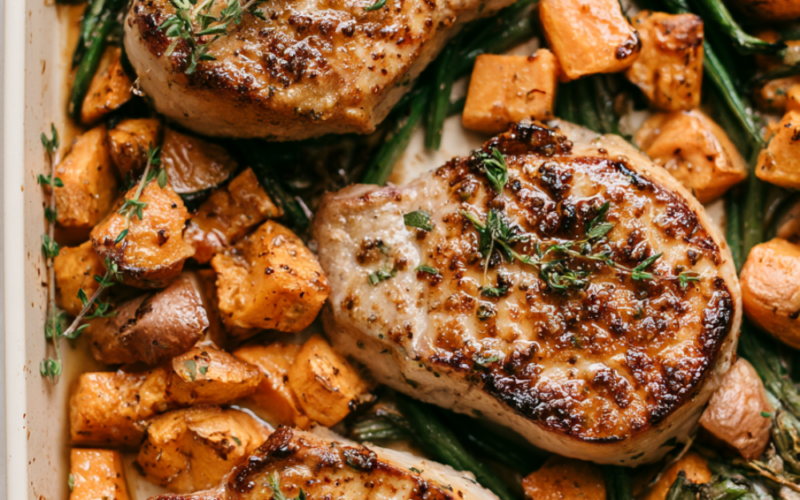 Sheet Pan Honey Mustard Pork Chops Meal Pre