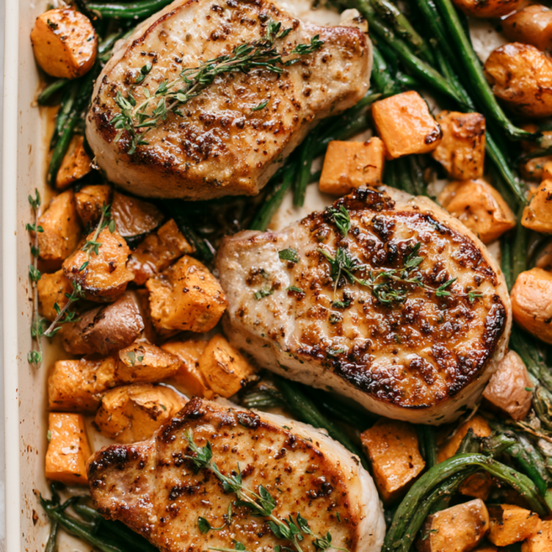 Sheet Pan Honey Mustard Pork Chops Meal Pre