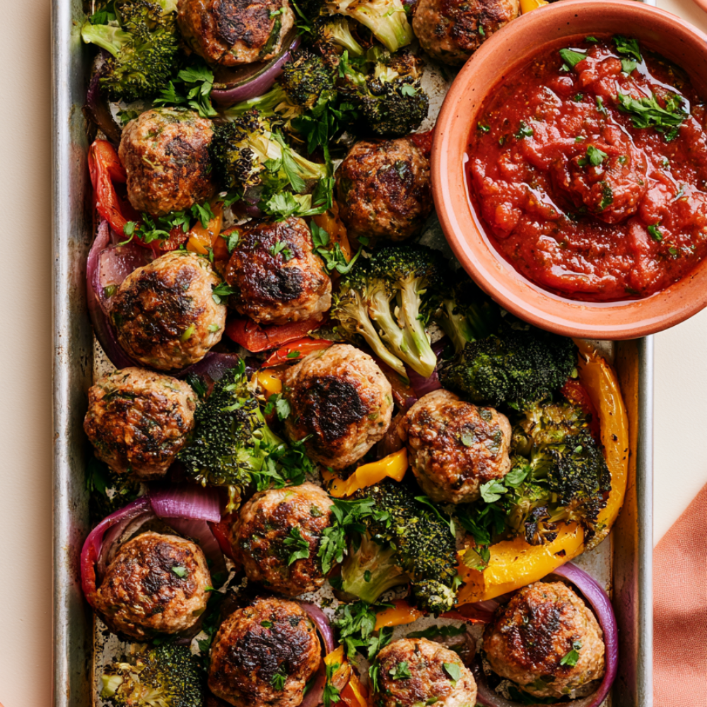 Sheet Pan Turkey Meatballs Meal Prep