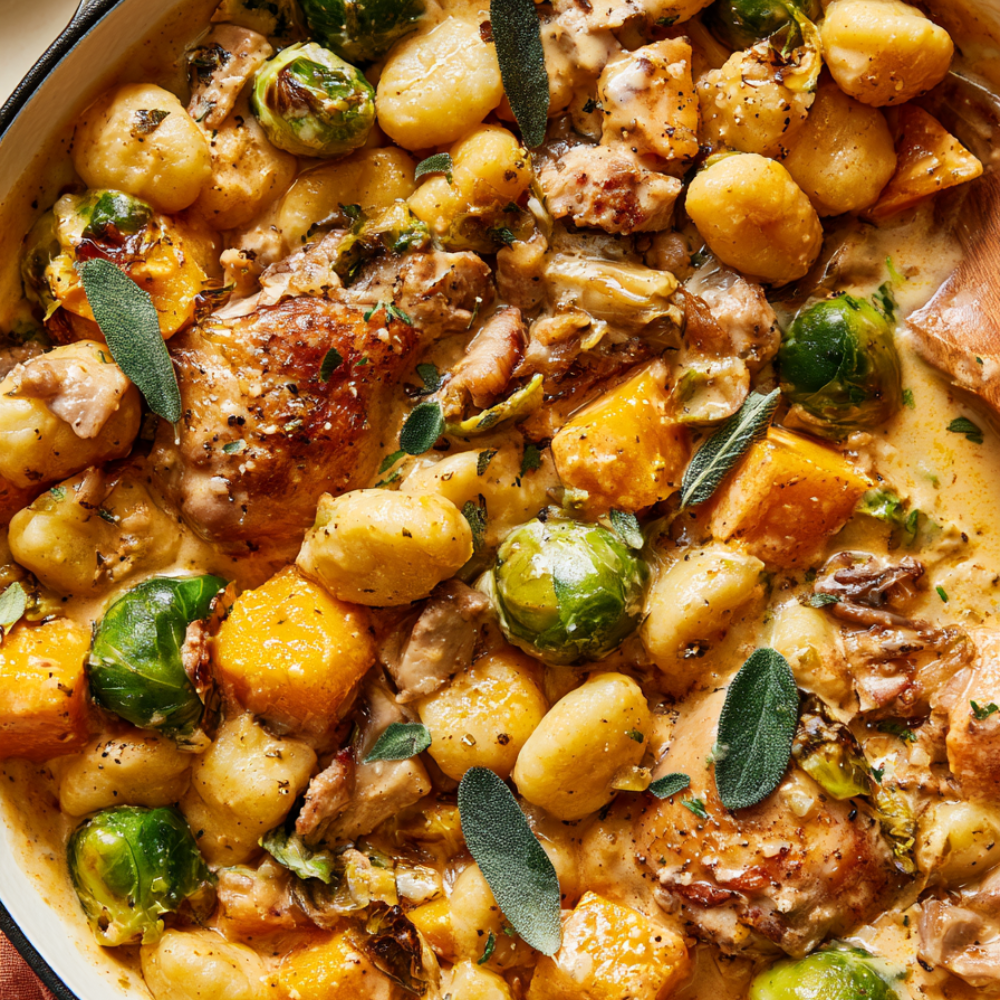 Skillet Chicken and Gnocchi with Fall Vegetables