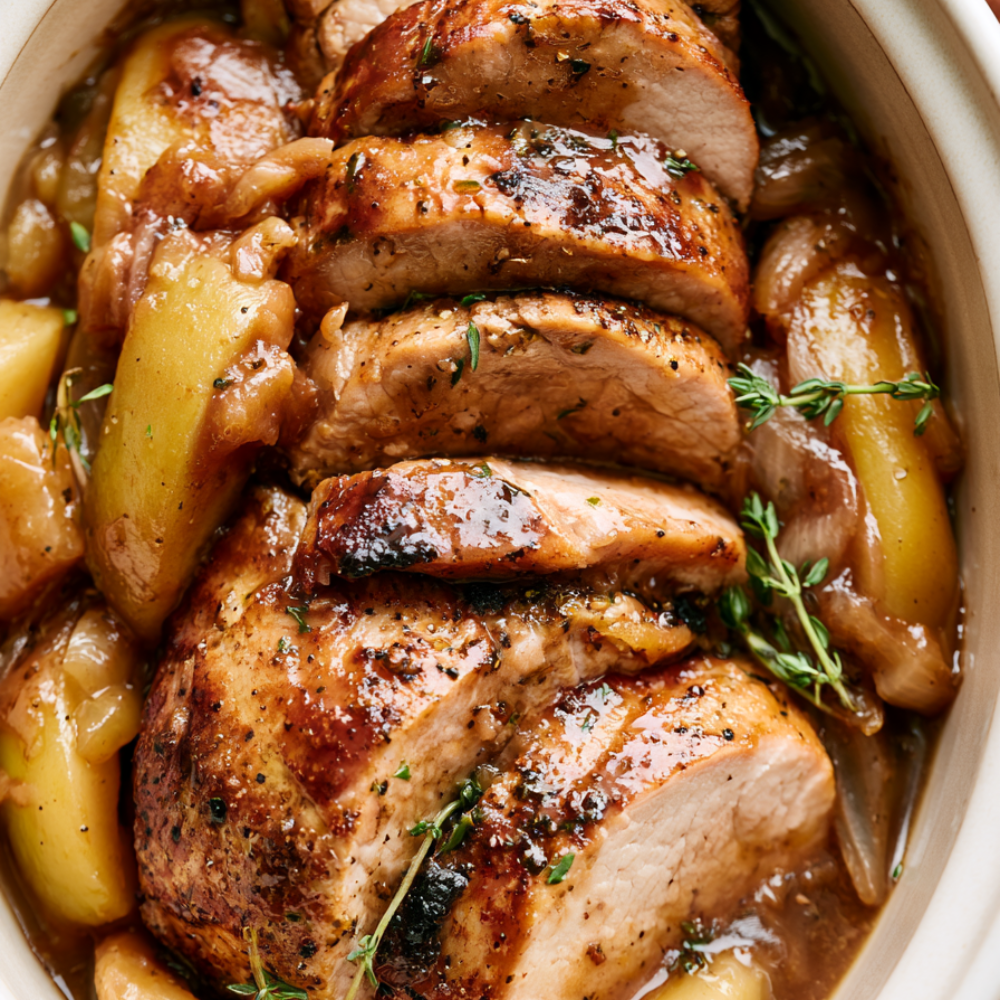 Slow Cooker Apple Cider Pork Tenderloin