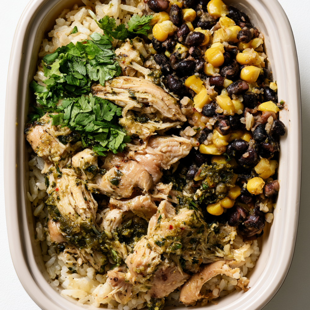 Slow Cooker Salsa Verde Chicken Rice Bowl
