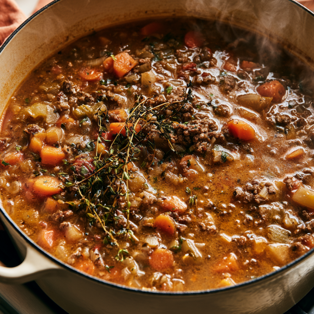 Soup with Ground Beef-one pot
