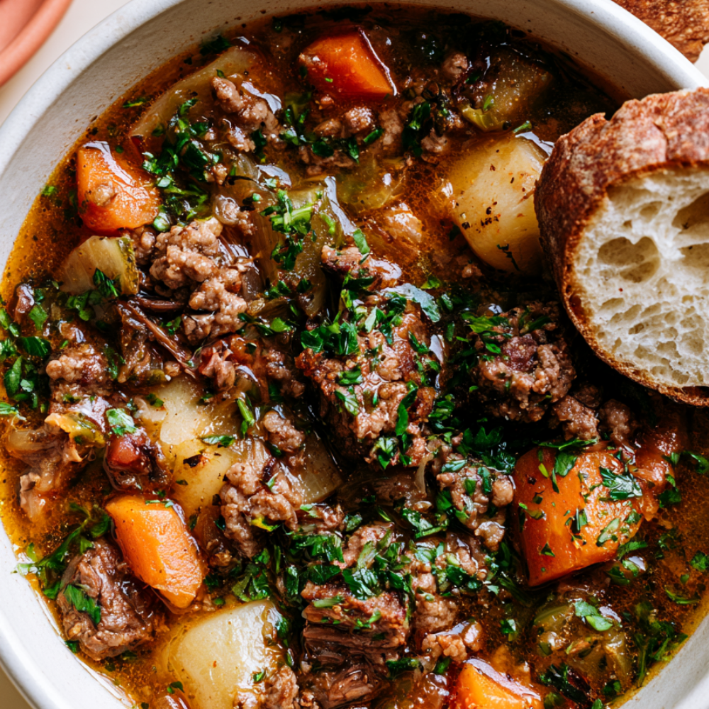 Soup with Ground Beef-serving