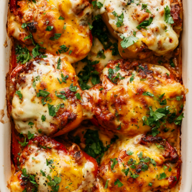 Stuffed Pepper Casserole with Ground Beef and Rice