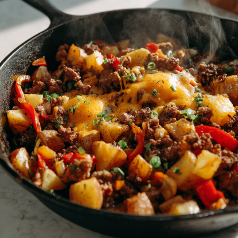 One pan ground beef and potatoes
