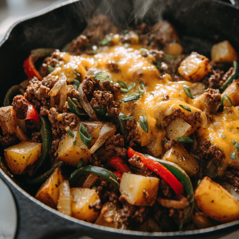 Cheesy ground beef and potatoes
