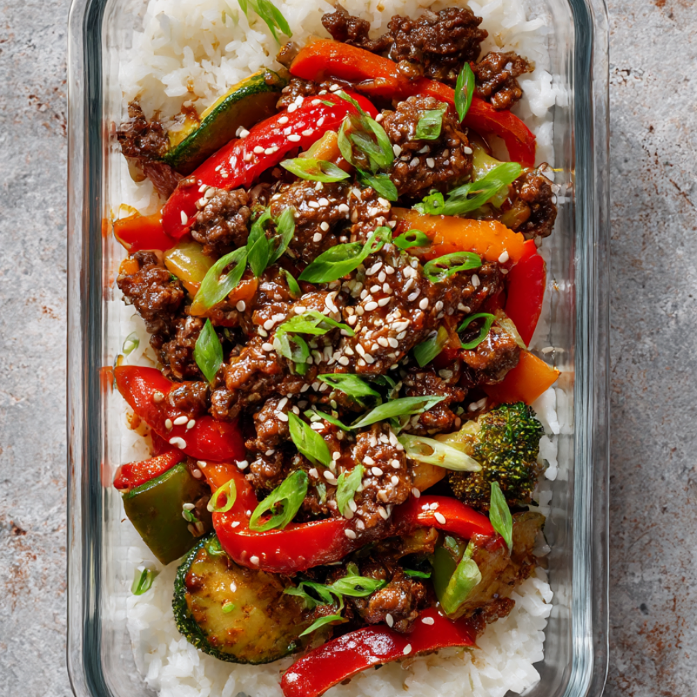 ground beef stir fry-meal prep