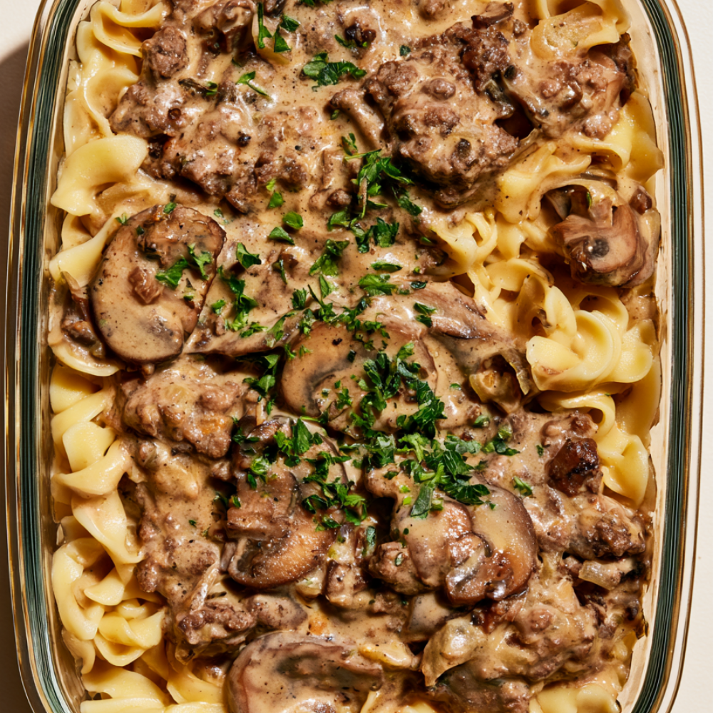 ground beef stroganoff-meal prep