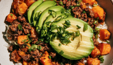 Ground beef sweet potato bowl