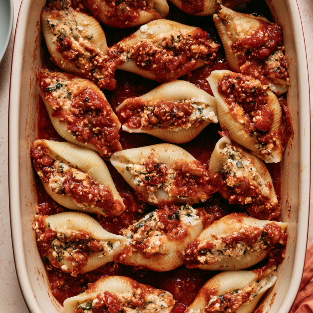 stuffed shells with ground beef-assembled