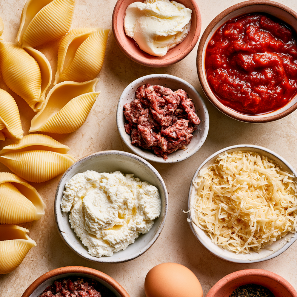 stuffed shells with ground beef-ingredients