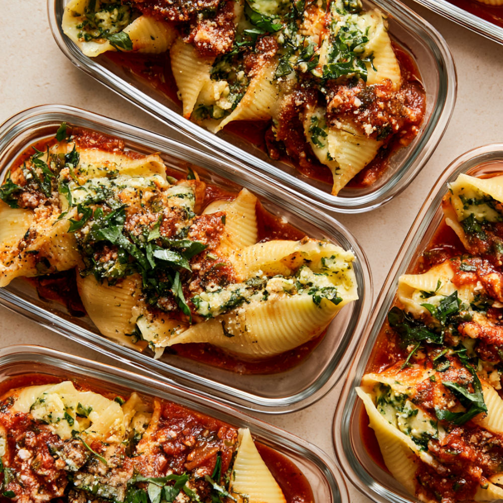 stuffed shells with ground beef-meal prep