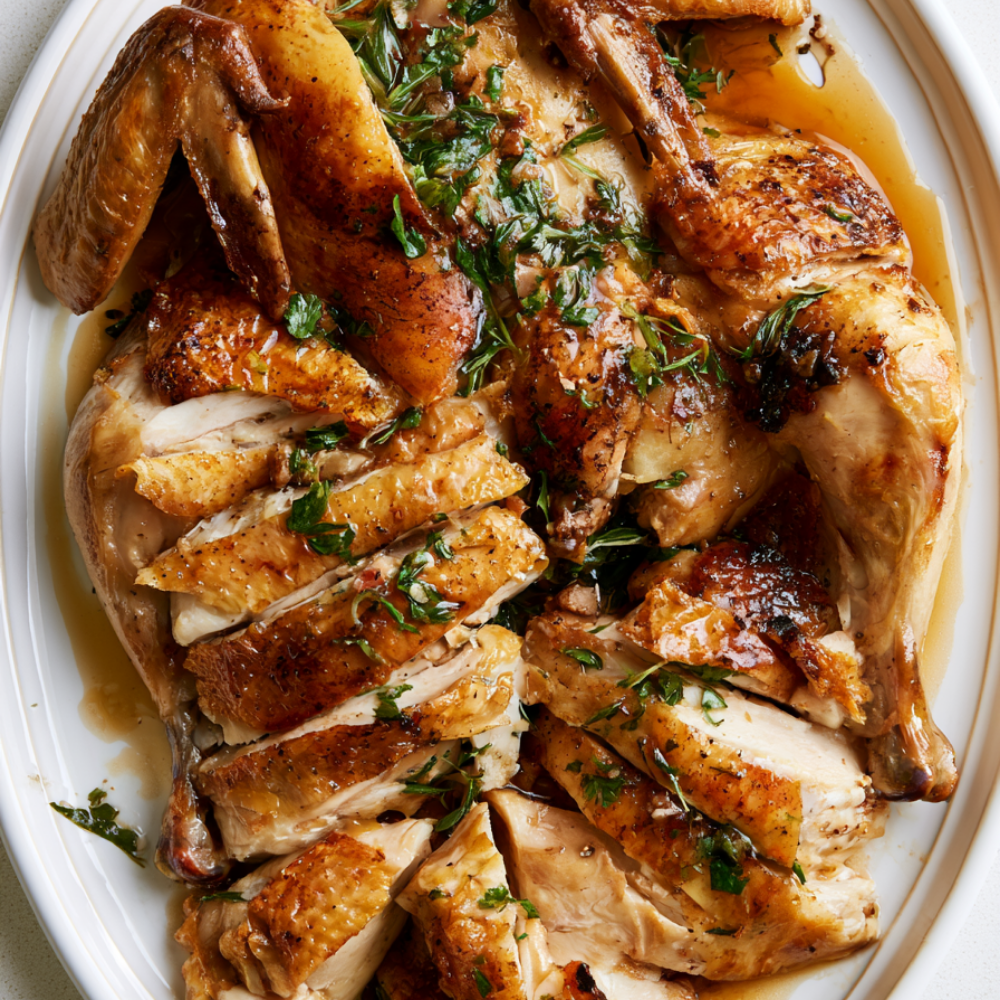 whole chicken in the crockpot-served