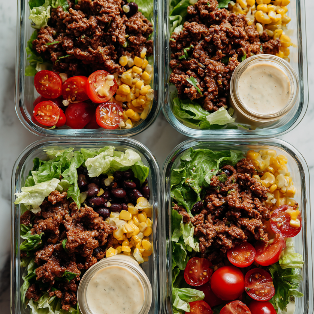 1. Ground Beef Taco Salad Meal Prep