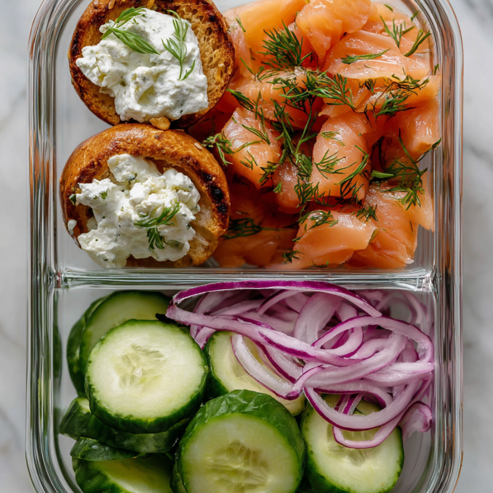 1. Smoked Salmon & Mini Bagel Meal Prep