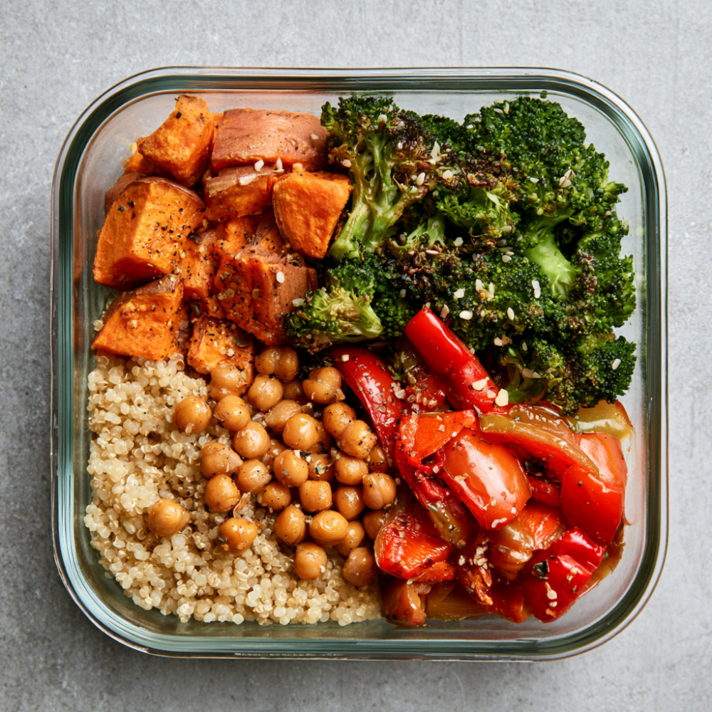 10. Roasted Veggie Chickpea & Quinoa Bowls
