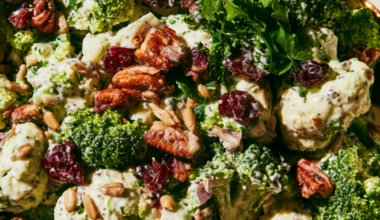2. Cranberry Pecan Broccoli Cauliflower Salad With Greek Yogurt Poppyseed Dressing