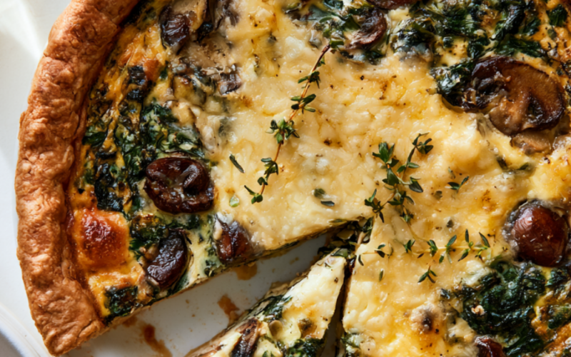 2. Creamy Spinach, Mushroom & Cottage Cheese Quiche