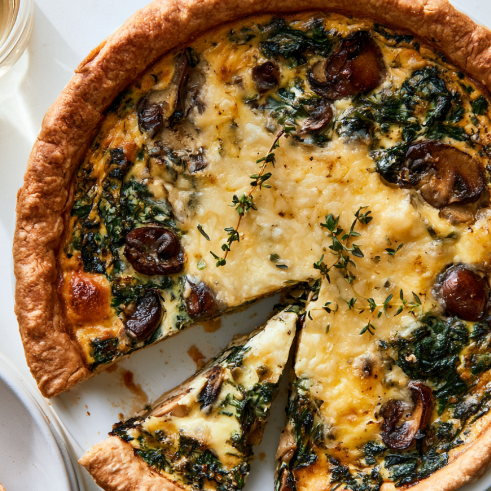 2. Creamy Spinach, Mushroom & Cottage Cheese Quiche