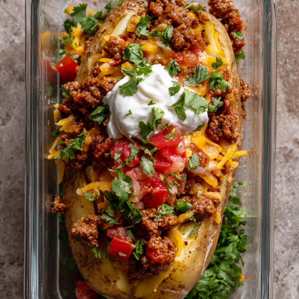 2. Loaded Potato Bowl with Ground Beef