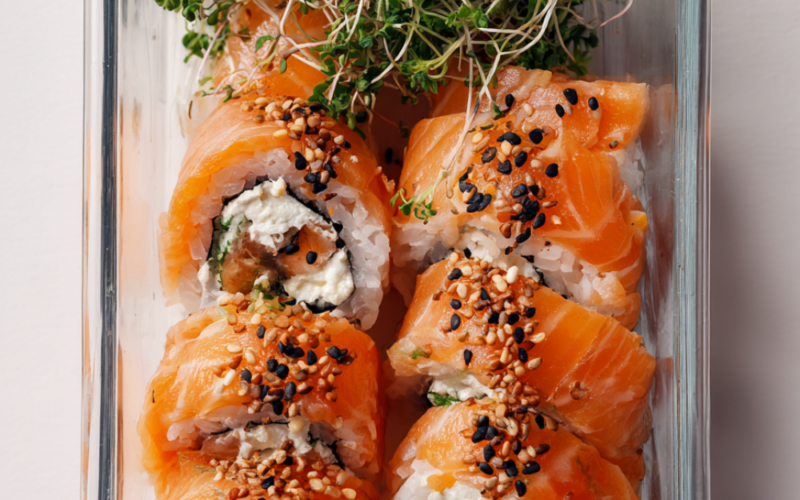 2. Smoked Salmon Sushi Roll with Cream Cheese