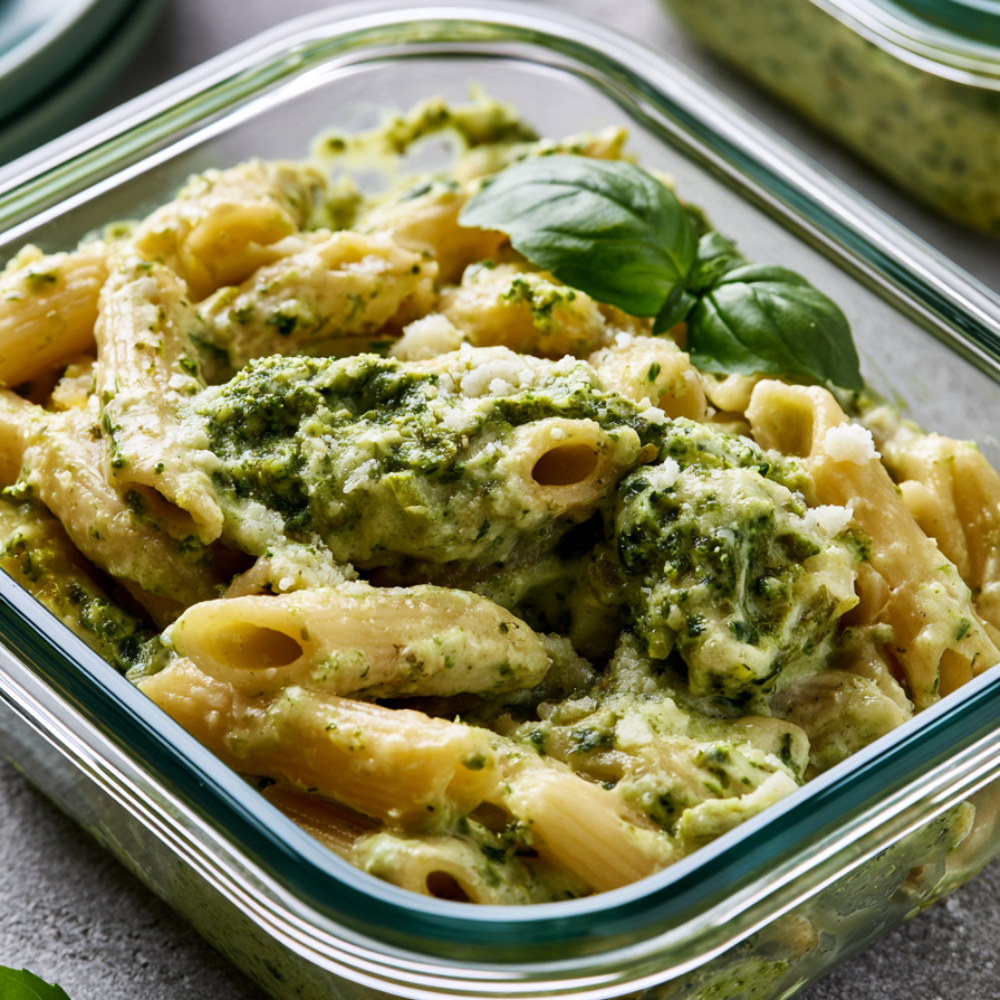 3. Creamy Pesto Pasta with Chickpeas