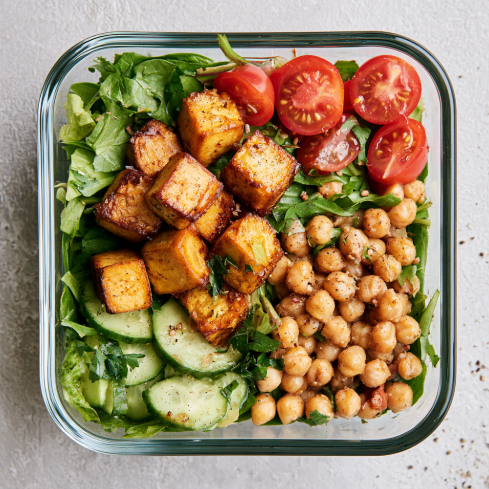 3. Crispy Tofu & Chickpea Salad Bowls