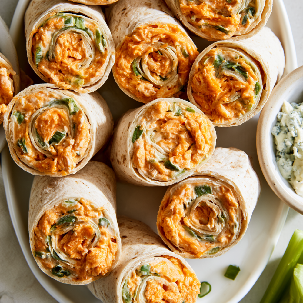 3. Greek Yogurt Buffalo Chicken Pinwheels
