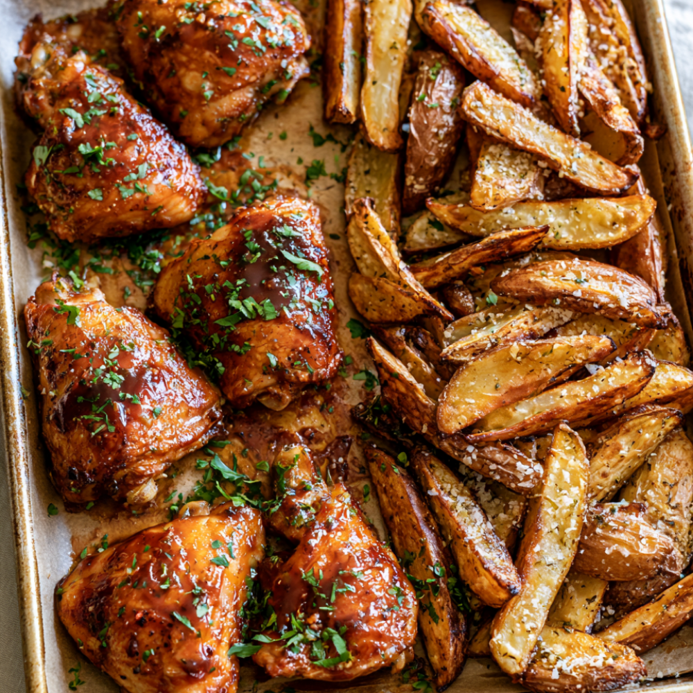 3. Honey BBQ Chicken & Garlic Parmesan Potatoes