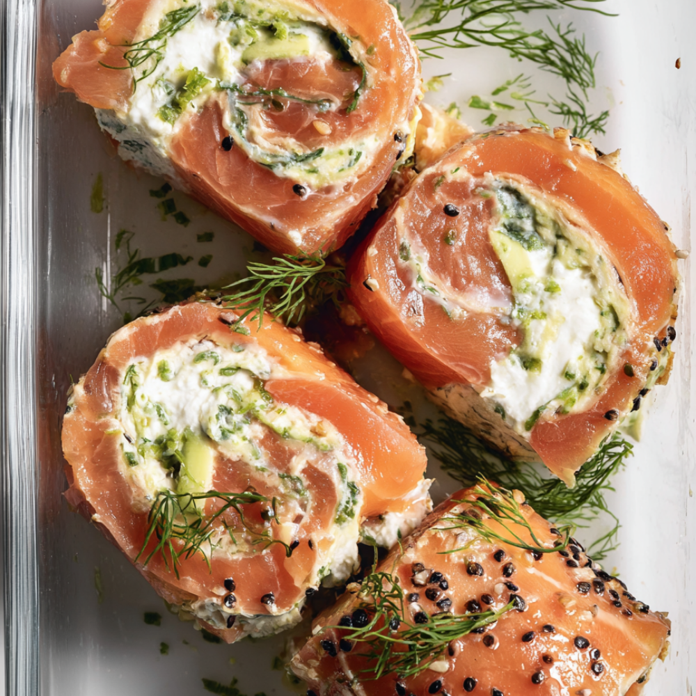3. Smoked Salmon Roll-Ups with Cream Cheese and Avocado