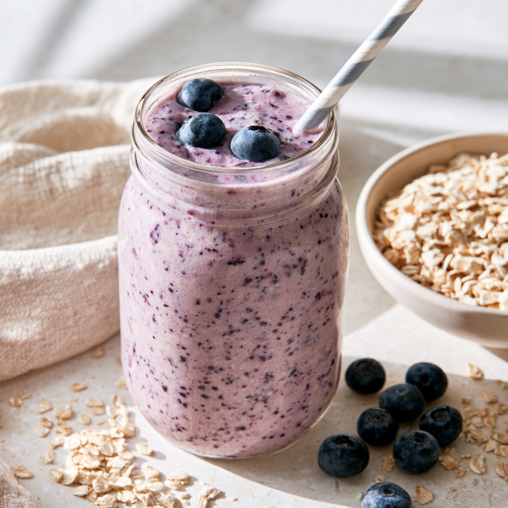 4. Blueberry Oat Breakfast Protein Shake
